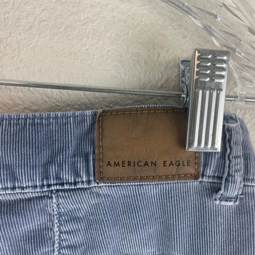 American Eagle 90s Boyfriend Corduroy Shorts 14 Blue Boho Retro Grunge Carpenter